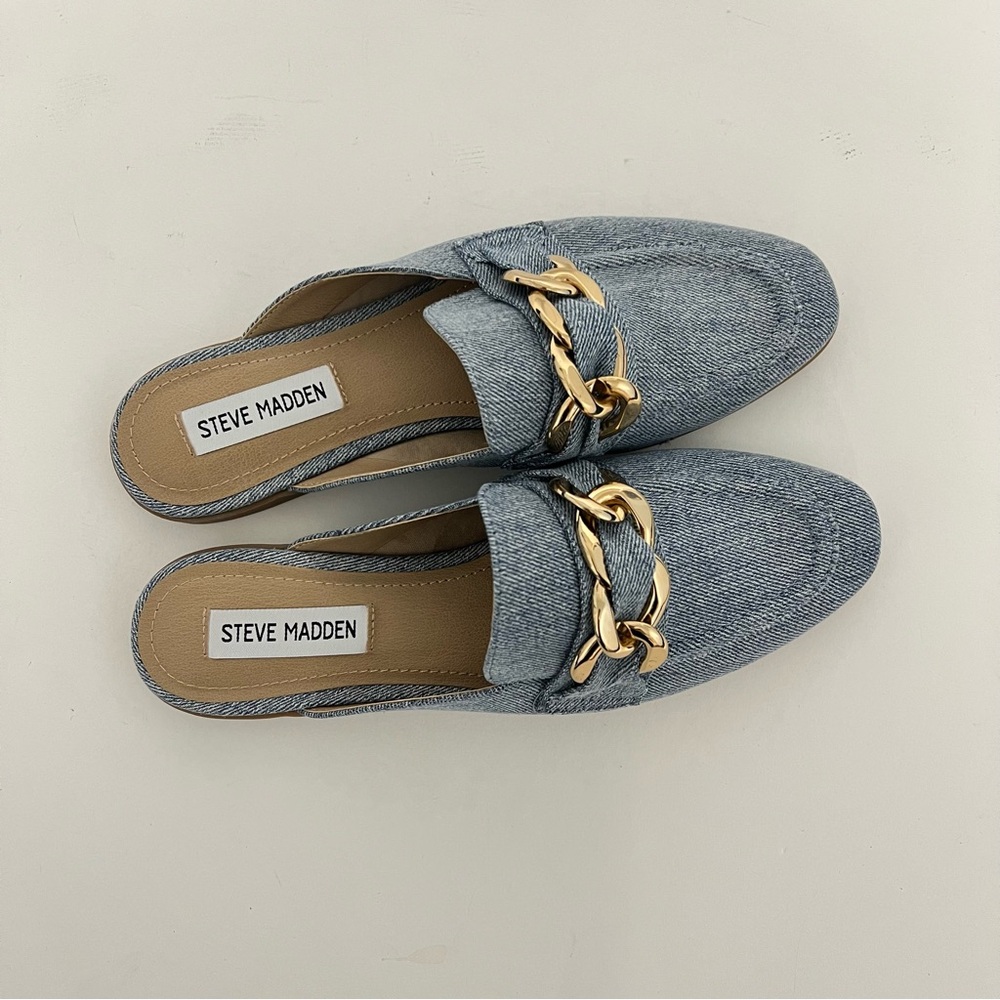 Steve Madden Cassady Loafer Mule In Light Denim Color- New In Box - Reemoly - Picture 8 of 10
